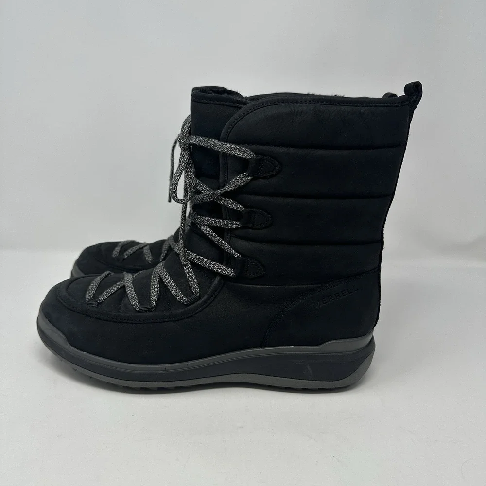 Merrell Snowcreek Cozy Polar Waterproof‎ Snow boots Black Leather Women's 9M